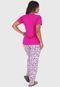 Pijama Manga Curta e Calça Comprida Estações Click Mais Bonita Estampado Rosa - Marca Click Mais Bonita
