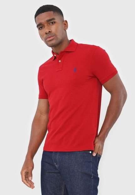 Camisa Polo Polo Ralph Lauren Slim Logo Bordado Vermelha - Marca Polo Ralph Lauren