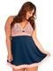 Camisola Plus Size Bicolor Renda Lingerie Feminina Sensual Azul Marinho - Marca Sigh