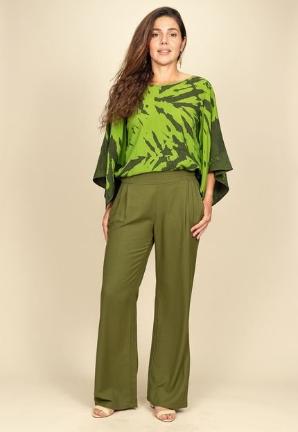 Calça Pantalona Viscose Reta Embuá Verde Militar - Marca Amazonia Vital