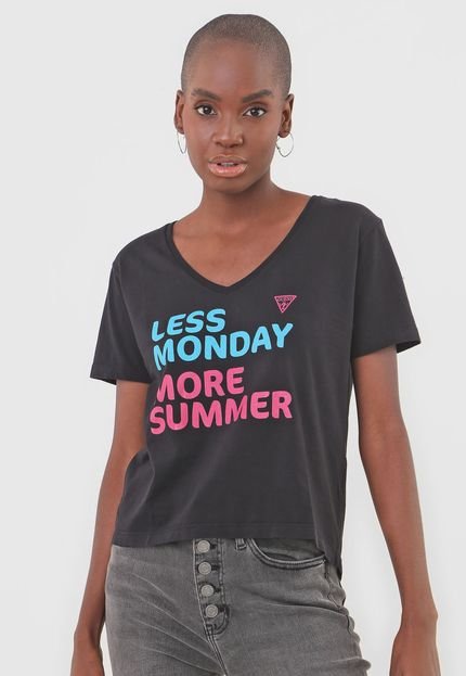 Camiseta Guess Less Monday More Summer Preta - Marca Guess