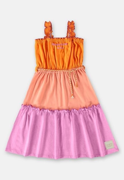 Vestido Tricolor Elegance Infantil Up Baby Laranja - Marca Up Baby