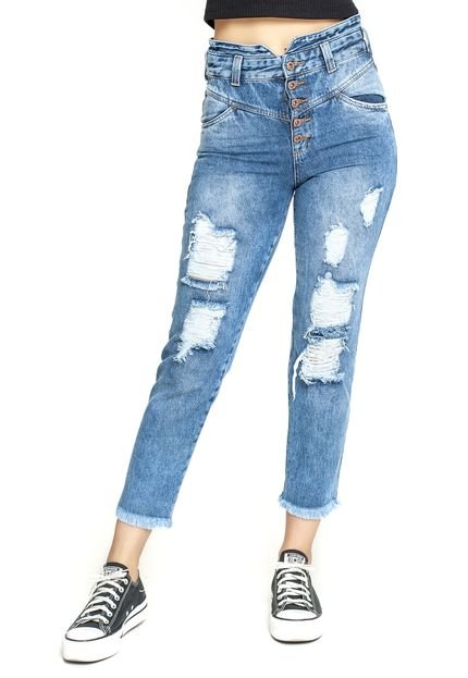 Calça Jeans Mon Com Rasgos Dialogo Jeans Azul - Marca Dialogo Jeans