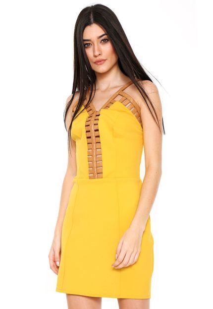 Vestido My Favorite Thing(s) Recortes Amarelo/Caramelo - Marca My Favorite Things