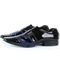 Kit de Sapato Social Envernizado Masculino SapatoFran com Cinto e Carteira Preto e Azul - Marca Sapatofran
