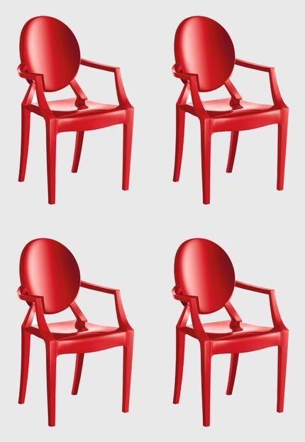 Conjunto 4 Cadeiras Wind Plus Vermelho Kappesberg - Marca Kappesberg