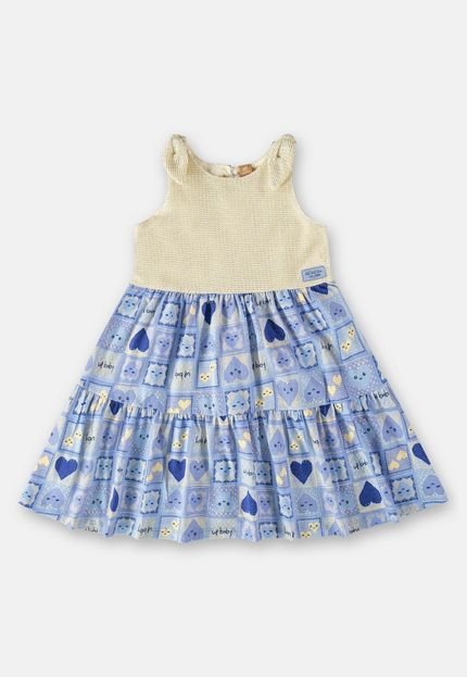 Vestido Infantil em Tricot Up Baby Azul - Marca Up Baby