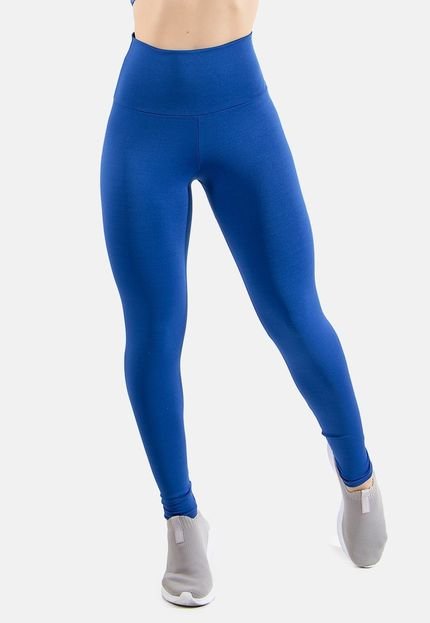 Calça Legging Suplex 4 Estações Cós Alto Liso Fitness Feminino Academia Azul Royal - Marca 4 Estações