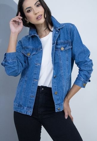 Jaqueta Sisal Jeans Tradiconal com Cós e Bolso Embutido Azul