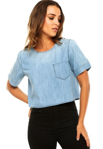 Blusa Ellus Cropped Bolso Azul - Marca Ellus