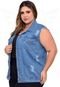 Colete Jeans Plus Size Destroyed - EWF Jeans - Azul Claro - Marca EWF Jeans