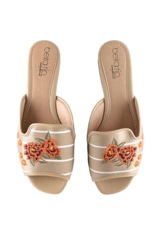 Mule Beira Rio Floral Bege