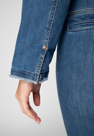 Jaqueta Jeans Bolso com Corrente