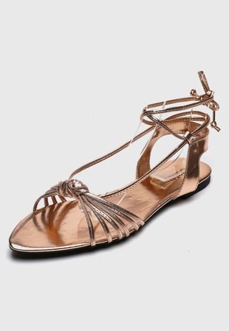 Rasteirinha Rasteira DAFITI SHOES Metalizada Rosa - Compre Agora