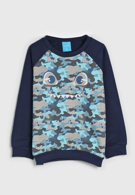 Blusa de Moletom Kamylus Infantil Dinossauro Azul-Marinho - Marca Kamylus