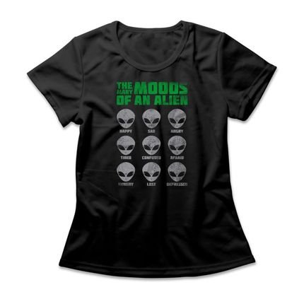 Camiseta Feminina Moods Of An Alien - Preto - Marca Studio Geek 