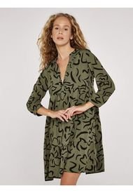 Vestido Apricot Abs Print Cuff Verde - Calce Regular