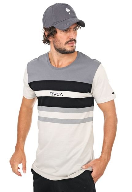 Camiseta RVCA Courtside Crew Cinza/Azul-marinho - Marca RVCA