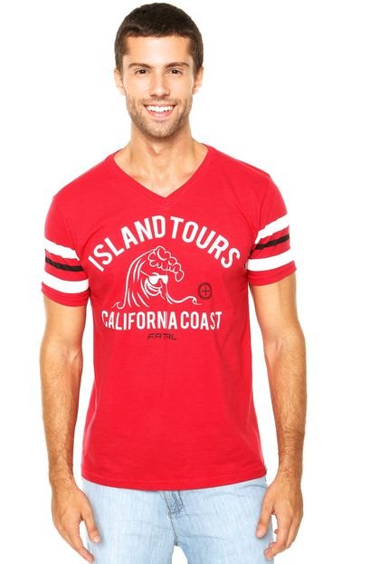 Camiseta Fatal Slim Est Flame Vermelha - Marca Fatal Surf