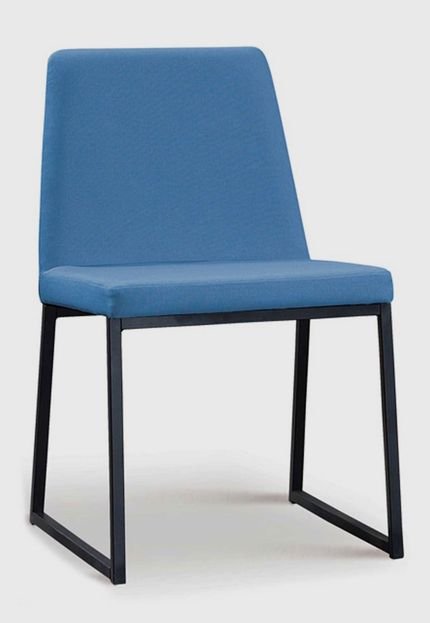 Cadeira Yanka Aço Preto Linho Azul Jeans Daf - Marca Daf