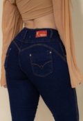 Calça Jeans Skinny Elegante Feminina Azul Escuro Com Botões Confortável Tecido Premium - Marca GARAIS MODA