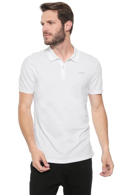 Camisa Polo Calvin Klein Reta Básica Branca - Marca Calvin Klein
