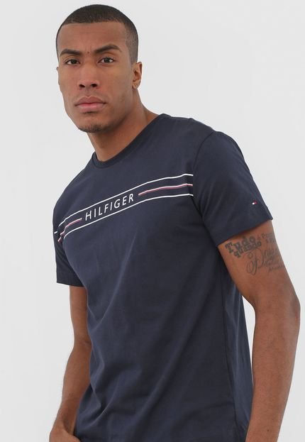 Camiseta Tommy Hilfiger Lettering Azul-Marinho - Marca Tommy Hilfiger