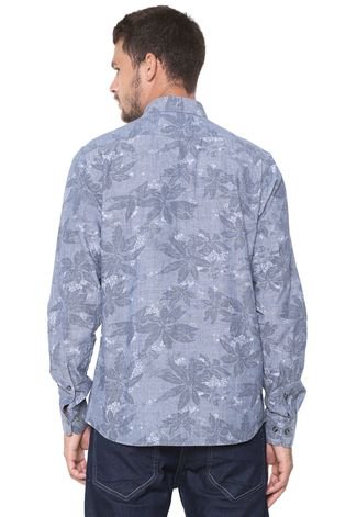 Camisa Jeans Yacht Master Slim Floral Azul