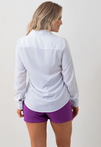 Camisa Social Feminina Olimpo Viscose Lisa Manga Longa Branca