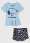 Pijama Tricae por Snoopy Curto Infantil Snoopy Tal Pai Tal Filha Azul/Azul-Marinho - Marca Tricae por Snoopy