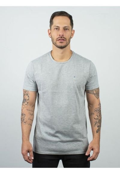 Camiseta Basica Gris Hamer Para Hombre Con Bordado En El Frente