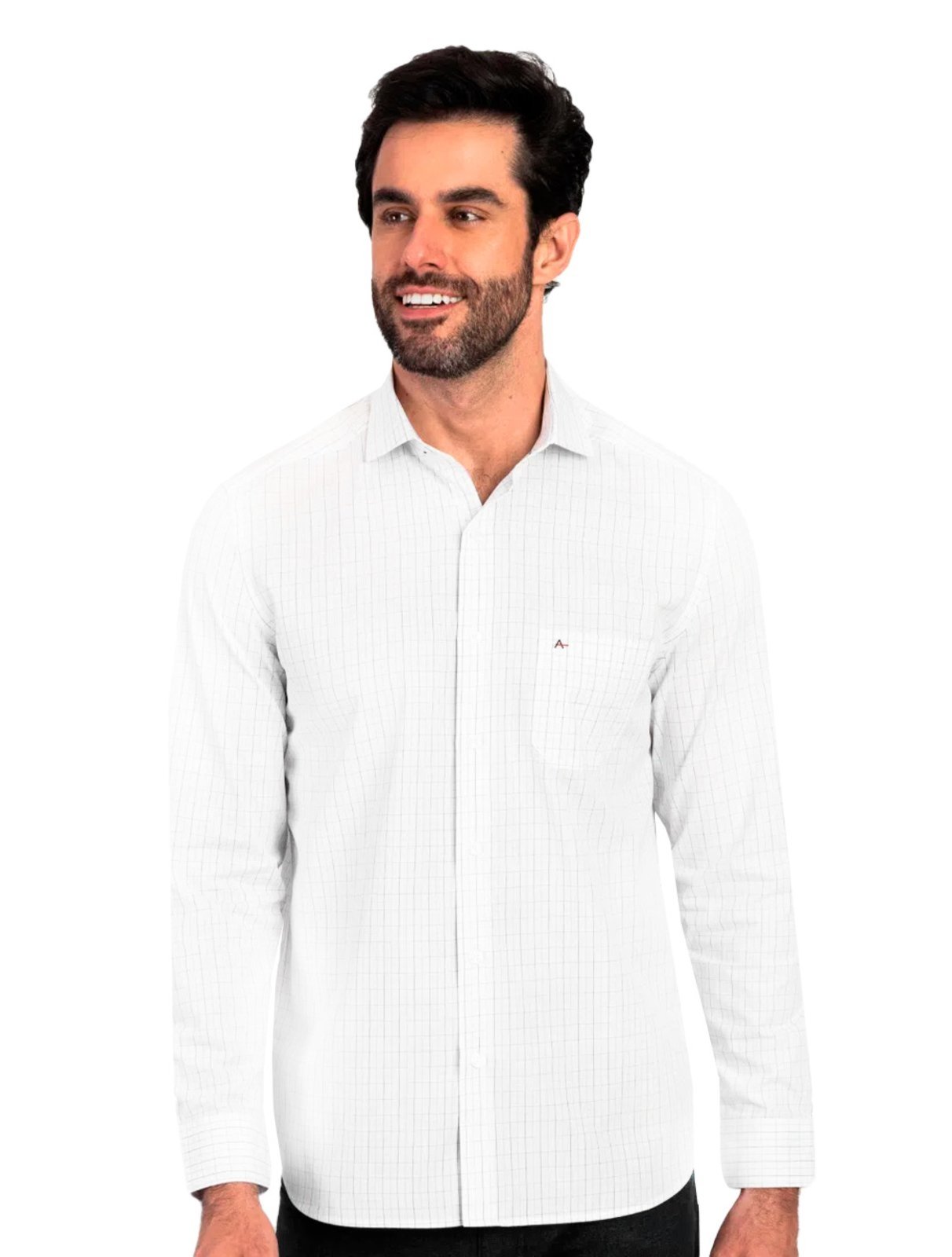 Camisa Aramis Masculina Regular Tricoline Micro Plaid Xadrez Azul Rosa Branca - Marca Aramis