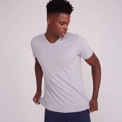 Tech T-Shirt Anti Odor Gola V Masculina Cinza - Marca Basicamente.