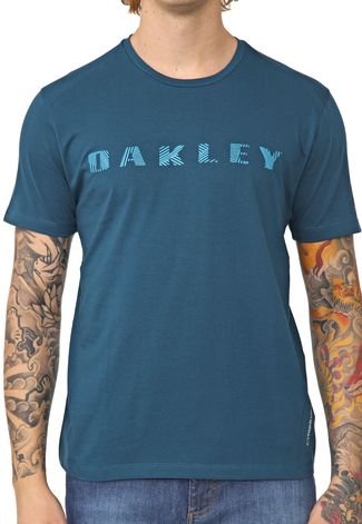 Camiseta Oakley Mod Bark Pattern Ss Top Azul