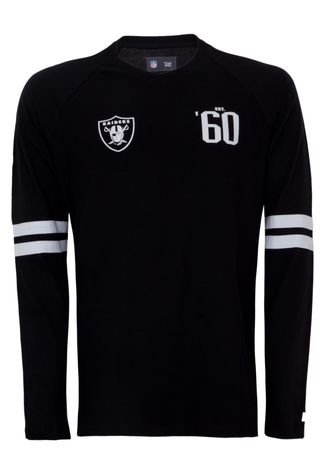 Camiseta New Era NFL Raglan Oakland Raiders Preta