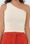 Regata Cropped Tricot Open Style Ombro Único Off-White - Marca Open Style