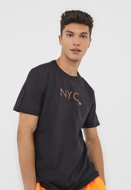 Camiseta New Era Nyc Fluor Simple Lettering Preta - Marca New Era