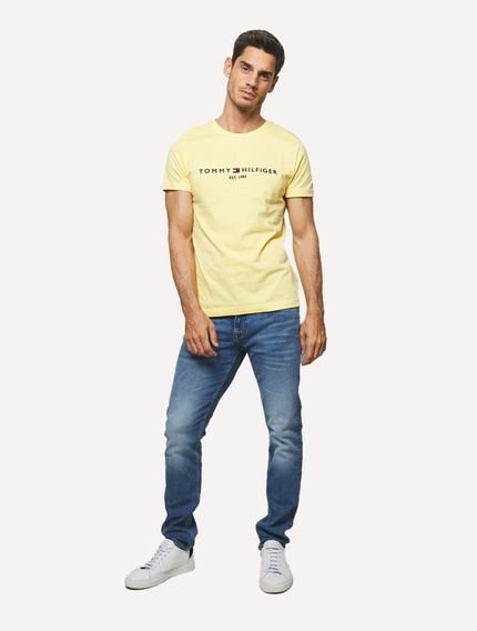 Camiseta Tommy Hilfiger Masculina Core Logo Tee Amarelo Claro - Marca Tommy Hilfiger