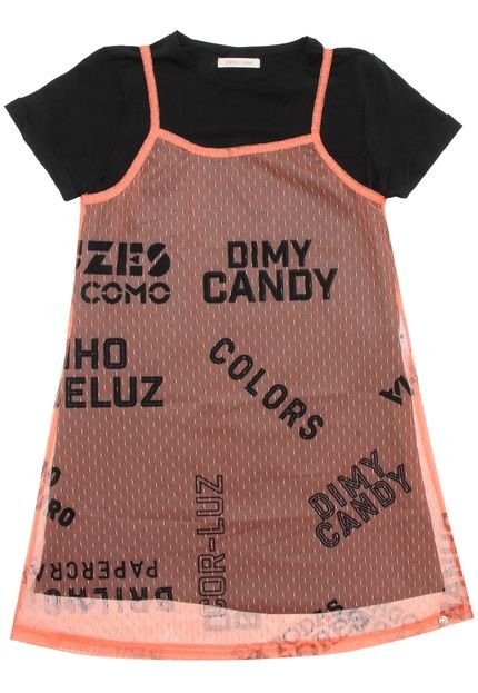 Vestido Dimy Candy Slip Dress Tela Laranja/Preto - Marca Dimy Candy
