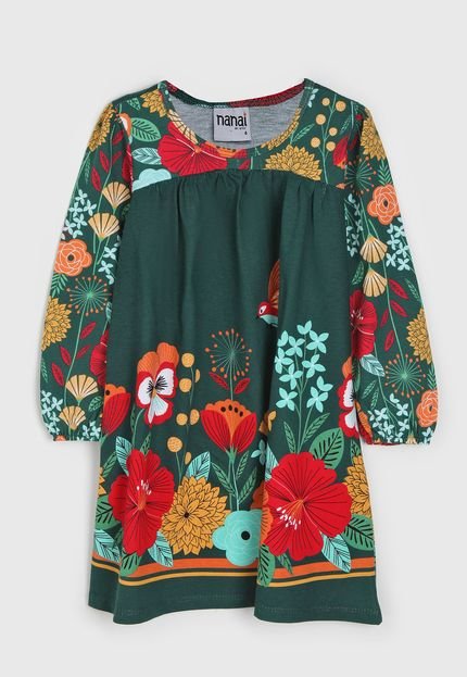 Vestido NANAI BY KYLY Infantil Floral Verde - Marca NANAI BY KYLY