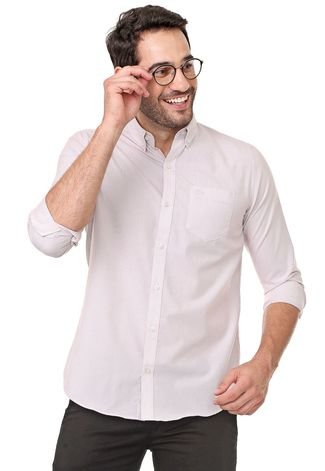 Camisa Lacoste Regular Listrada Laranja/Cinza
