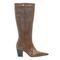 Bota Feminina Bico Fino Cano Longo Couro Salto 6  Camel - Marca Spinelli