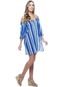 Vestido Saida de Praia Ciganinha Crepe Estampado Listras Azul - Marca 101 Resort Wear