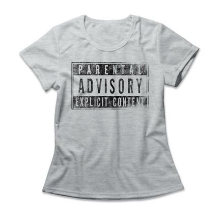 Camiseta Feminina Parental Advisory - Mescla Cinza - Marca Studio Geek 