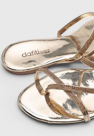 Rasteira Dafiti Shoes Strass Dourada - Compre Agora