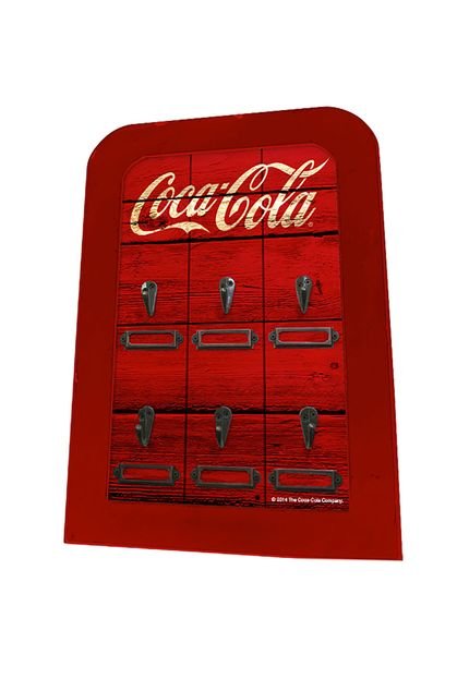 Porta-Chave Coca Cola Home Collection Madeira Hooks Wood Style Vermelho - Marca Coca Cola Home Collection