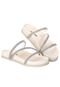 Sandalia Papete Feminina Chinelo Brilho 3 Tiras Off White Estilo Shoes - Marca Estilo Shoes