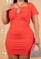 Vestido Plus Size Liso com Decote em X  Vermelho - Marca It Curves