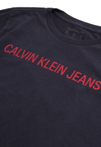 Camiseta Calvin Klein Kids Menino Escrita Azul-Marinho
