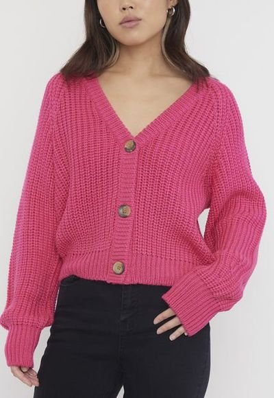 Sweater Mujer Cardigan Croppeed Rosado Corona - Compra | Dafiti Chile
